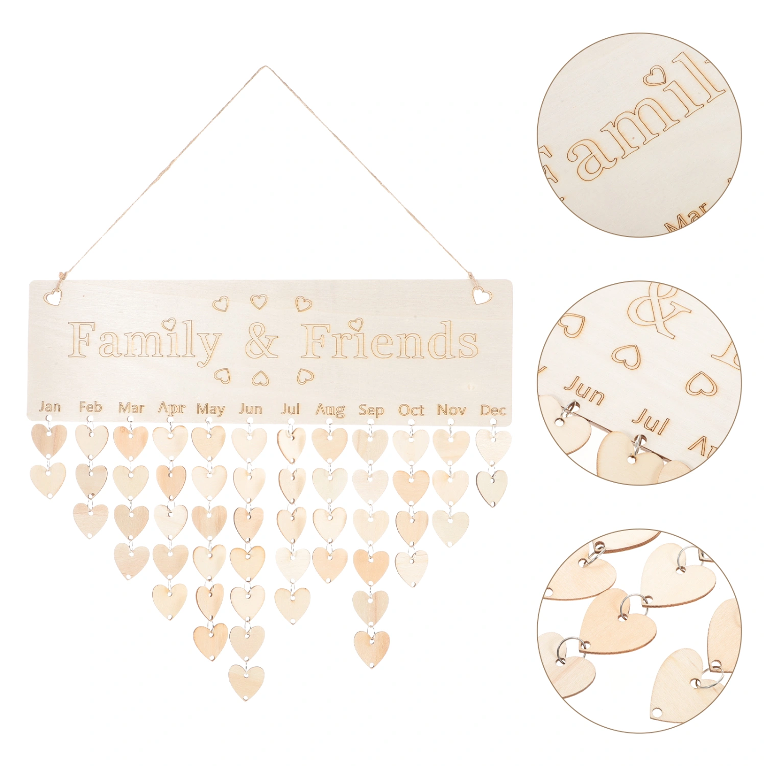 1 Set Family Reminder Calendar Board Wooden Family Friends Birthday Calendar Plaque