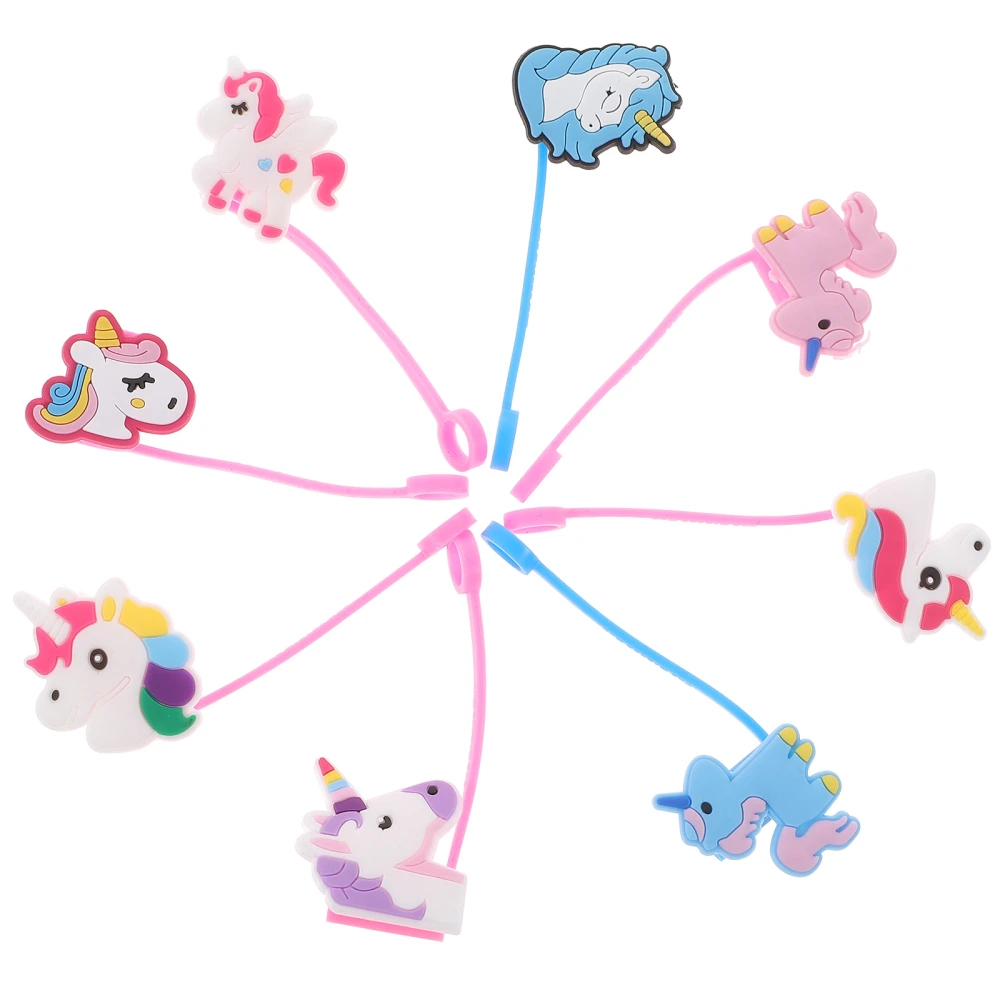 8Pcs Small Unicorn Straw Covers Straw Cover Caps Adorable Animal Toppers for Drinking Straws