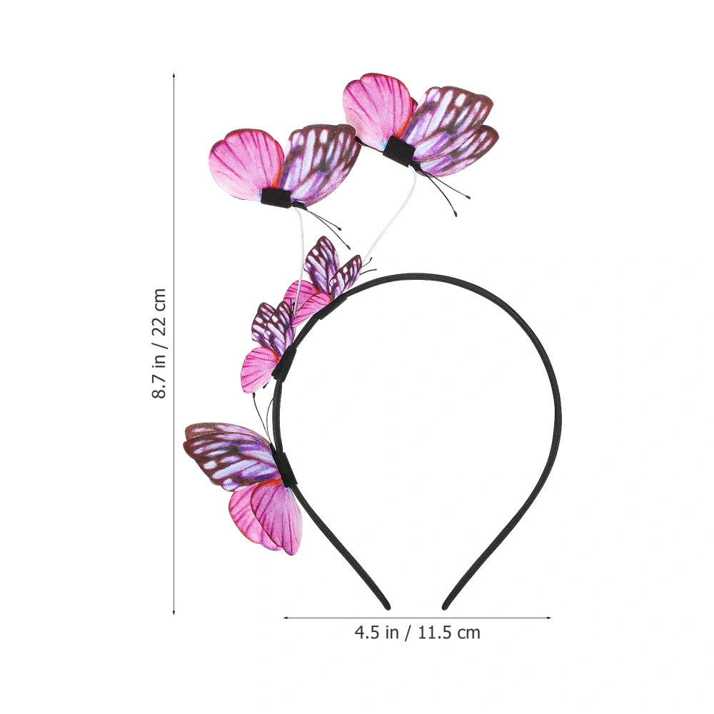 Simulation Butterfly Headband 3D Butterfly Decorative Hair Hoop Butterfly Fascinator Hair Band Headdress