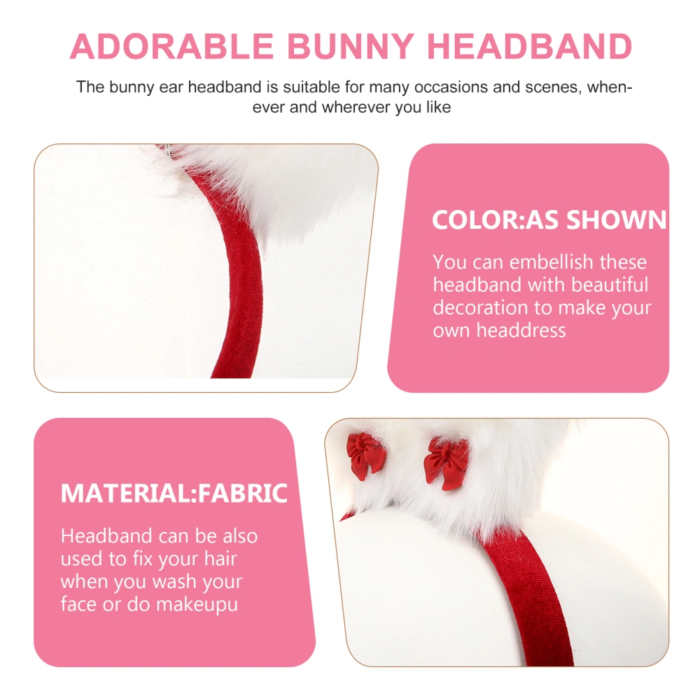 2pcs Bunny Ears Headband Adorable Headband Rabbit Ear Shaped Plush Hair Bands