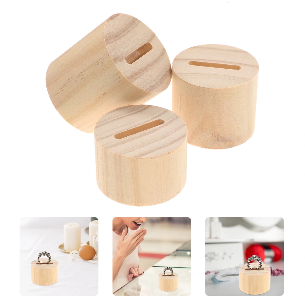 3pcs Delicate Wooden Ring Display Stand Ring Holder Table Ring Display Holder