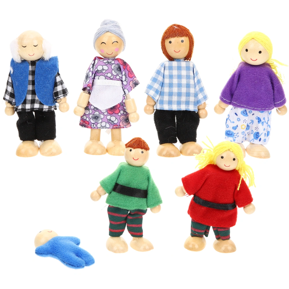 7Pcs Playing House Dolls Family Role Puppets Toddle Puppet Toys Doll Figures for Kids