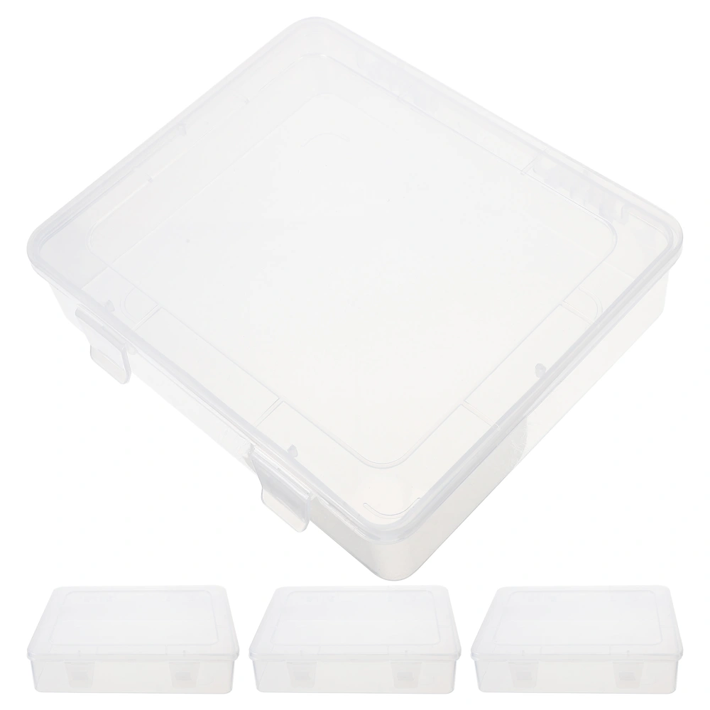 4pcs Small Storage Containers Rectangular Plastic Storage Box Clear Storage Bins