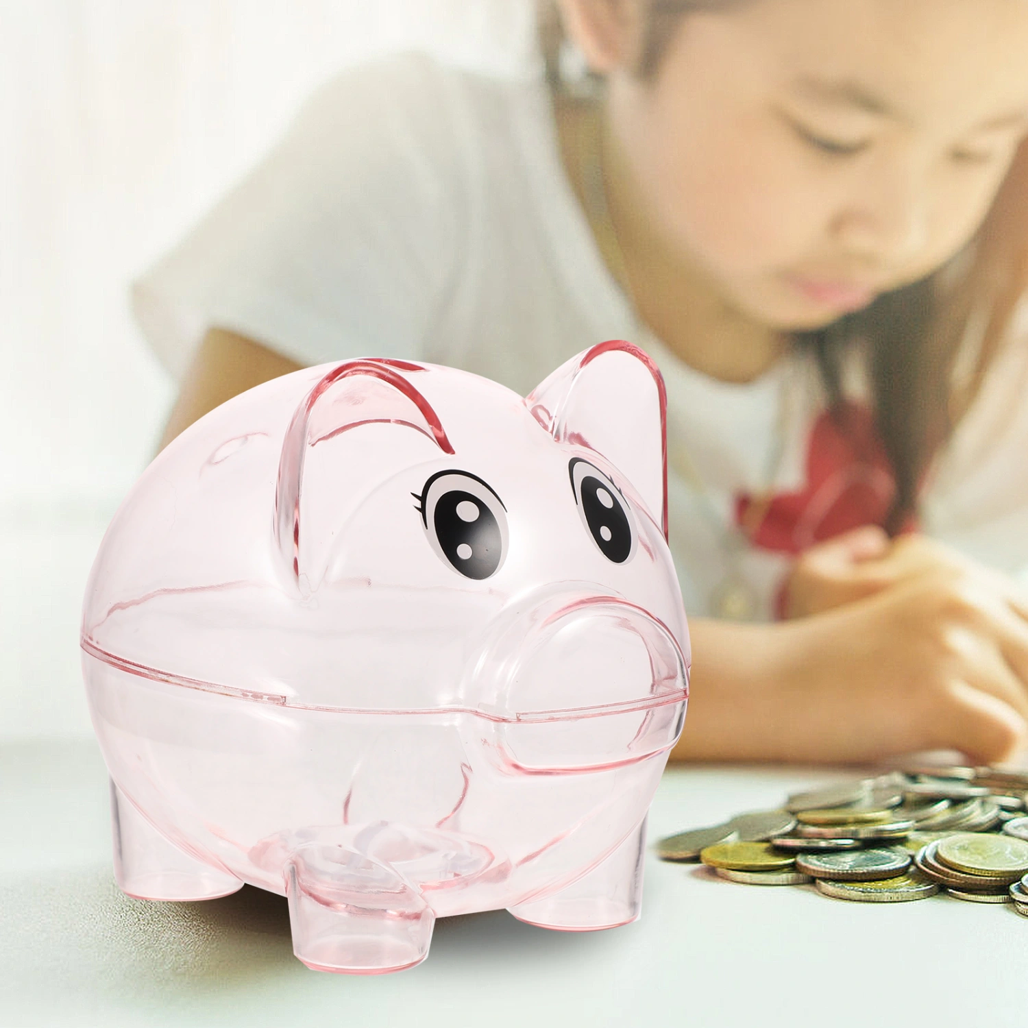 2pcs Children Money Bank Money Box Girl Pig Piggy Bank Clear Piggy Bank Jar Transparent Piggy Bank Clear Piggy Bank