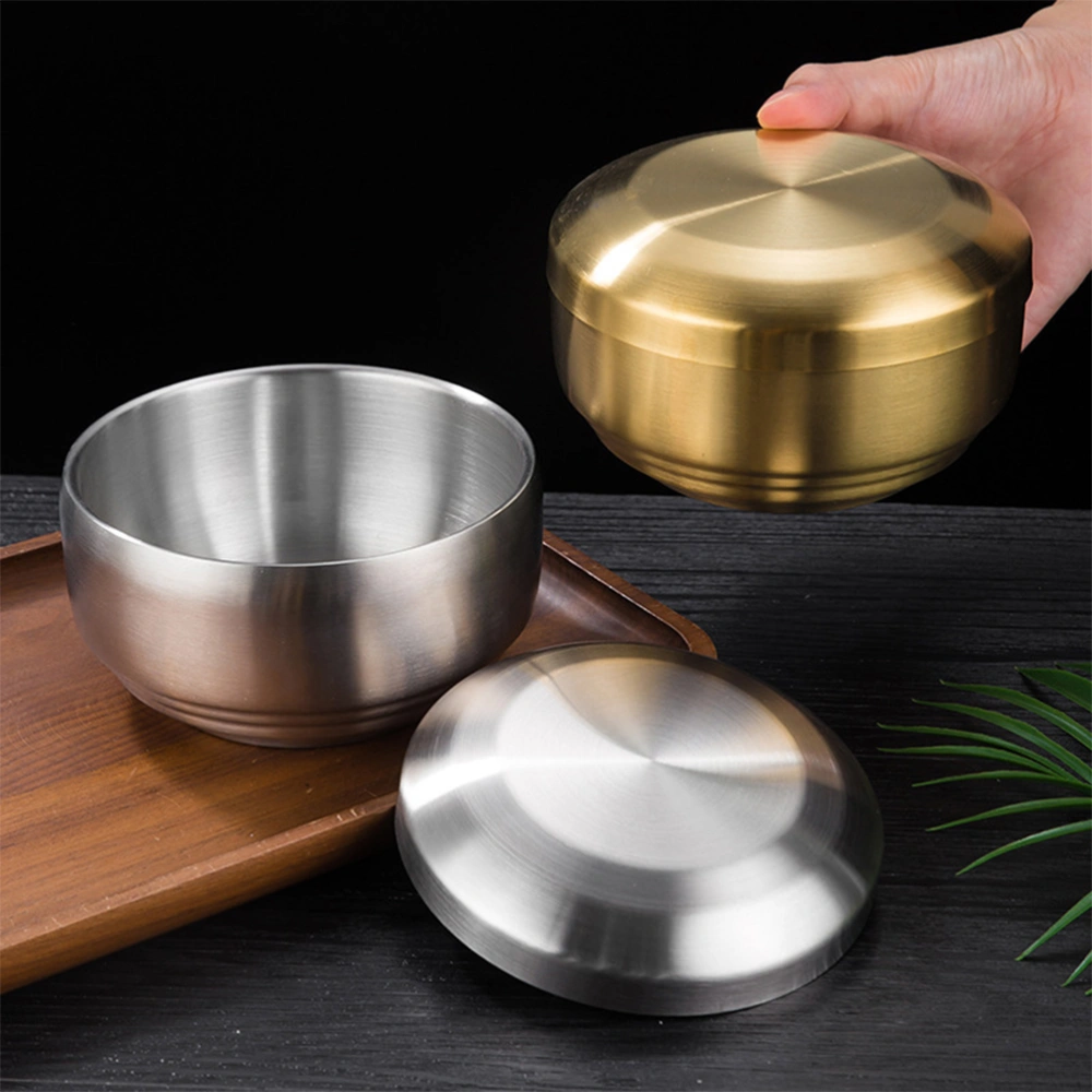 Reusable Soup Bowl Stainless Steel Cubilose Bowl Household Rice Bowl Kitchen Metal Bowl with Lid