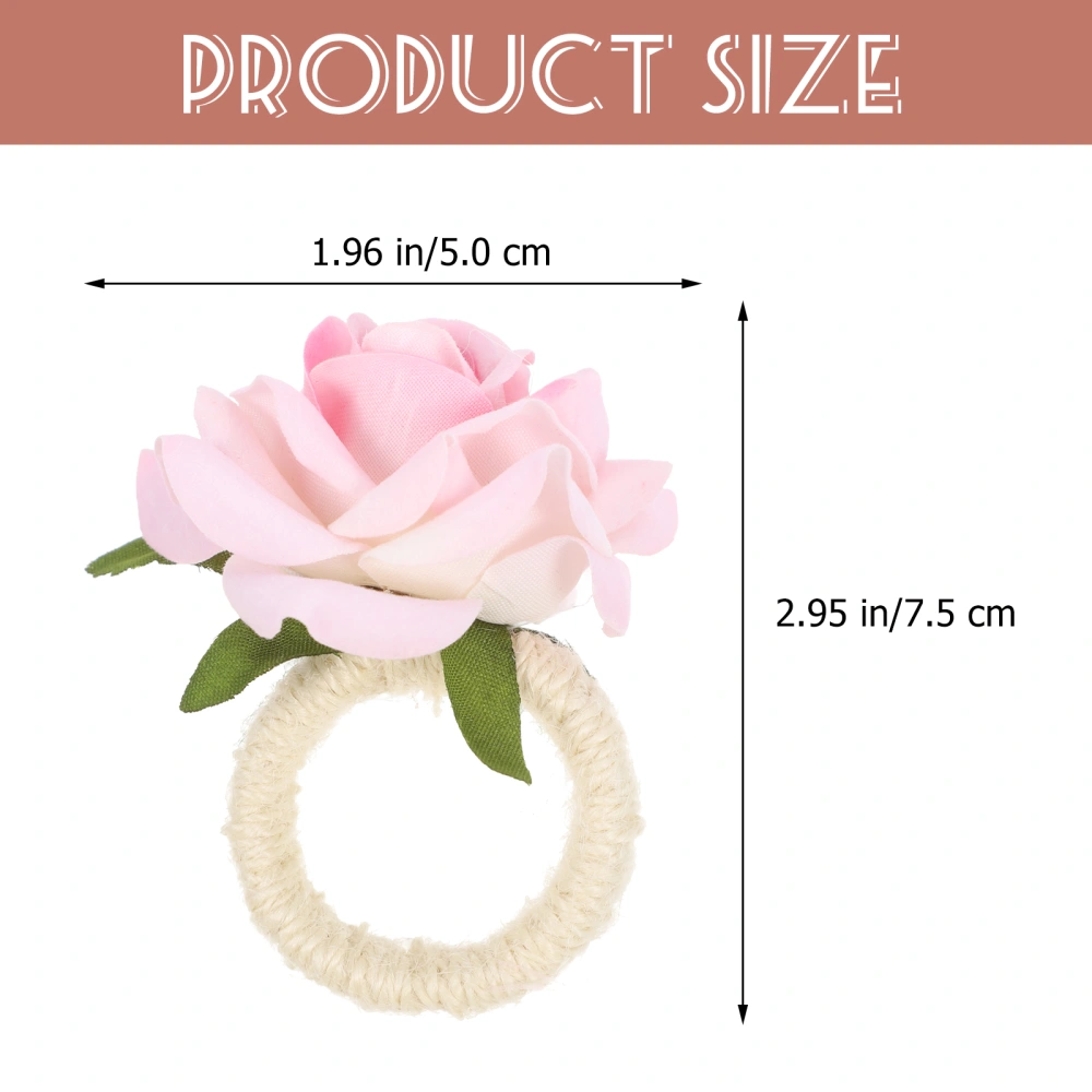 4pcs Flower Rose Napkin Rings Artificial Flower Napkin Rings Holder Wedding Napkin Holders