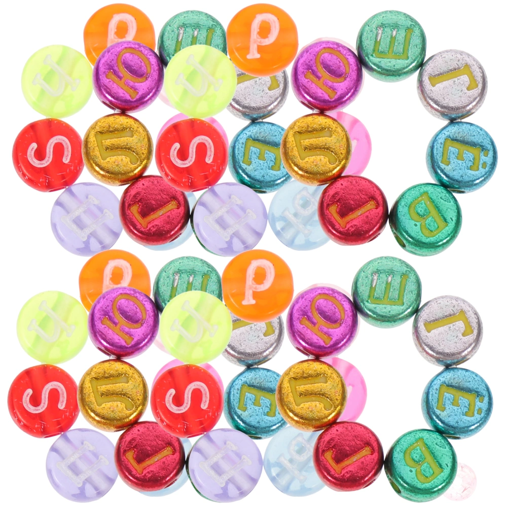 240pcs Multi-function Bracelet Beads DIY Letter Beads Round Russian Alphabet Beads