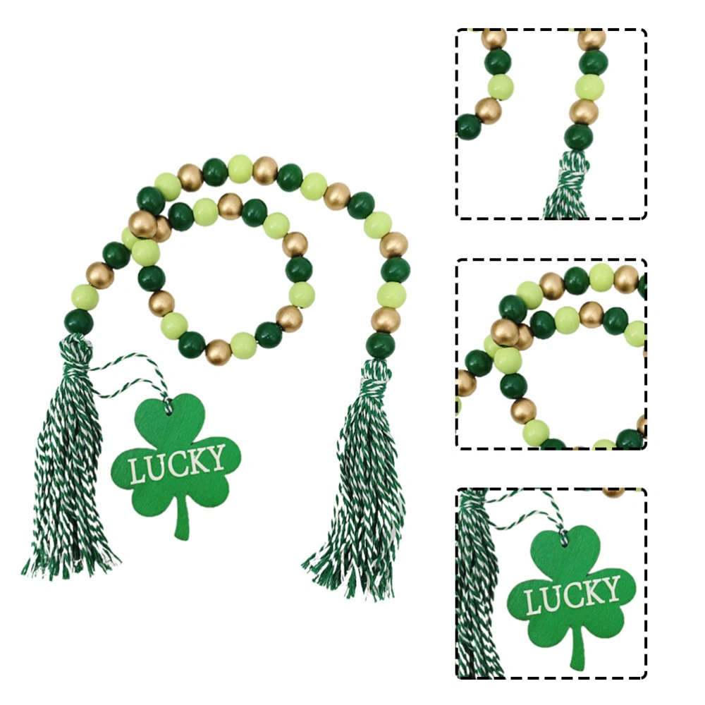 St Patrick's Day Beaded String Wood Beaded String St Patrick's Day Tassel Bead String