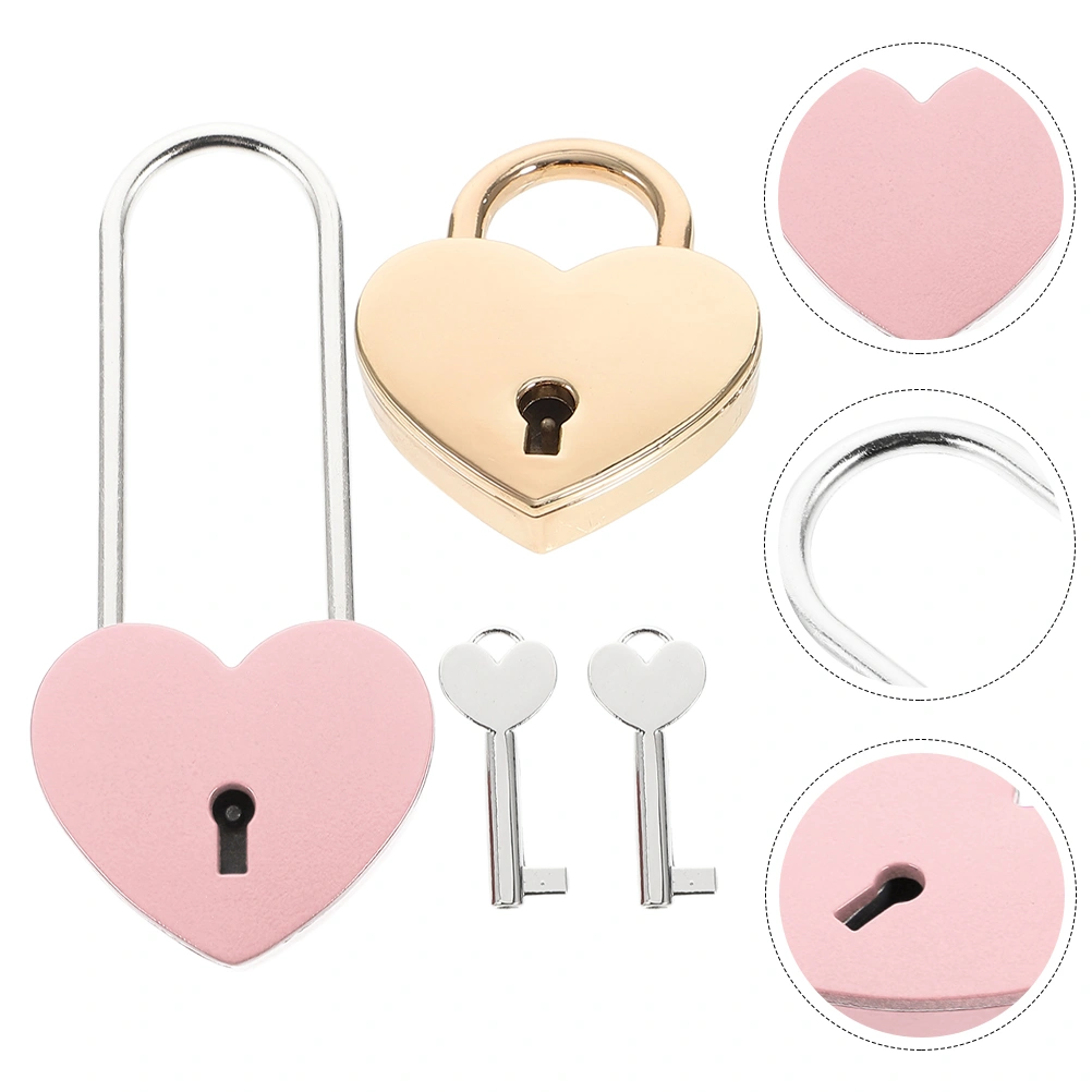 2Pcs Heart Shaped Padlocks Delicate Heart Lock Portable Luggage Lock Handbag Diary Lock