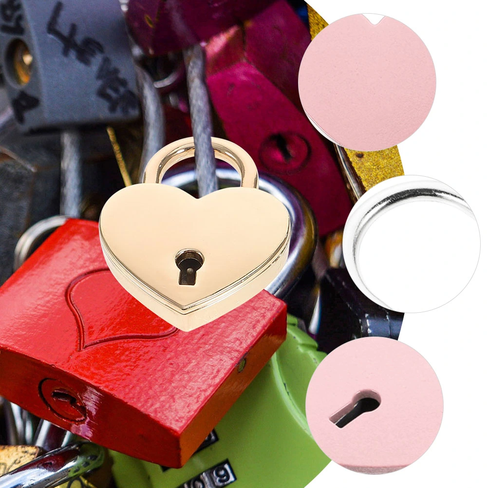 2Pcs Heart Shaped Padlocks Delicate Heart Lock Portable Luggage Lock Handbag Diary Lock