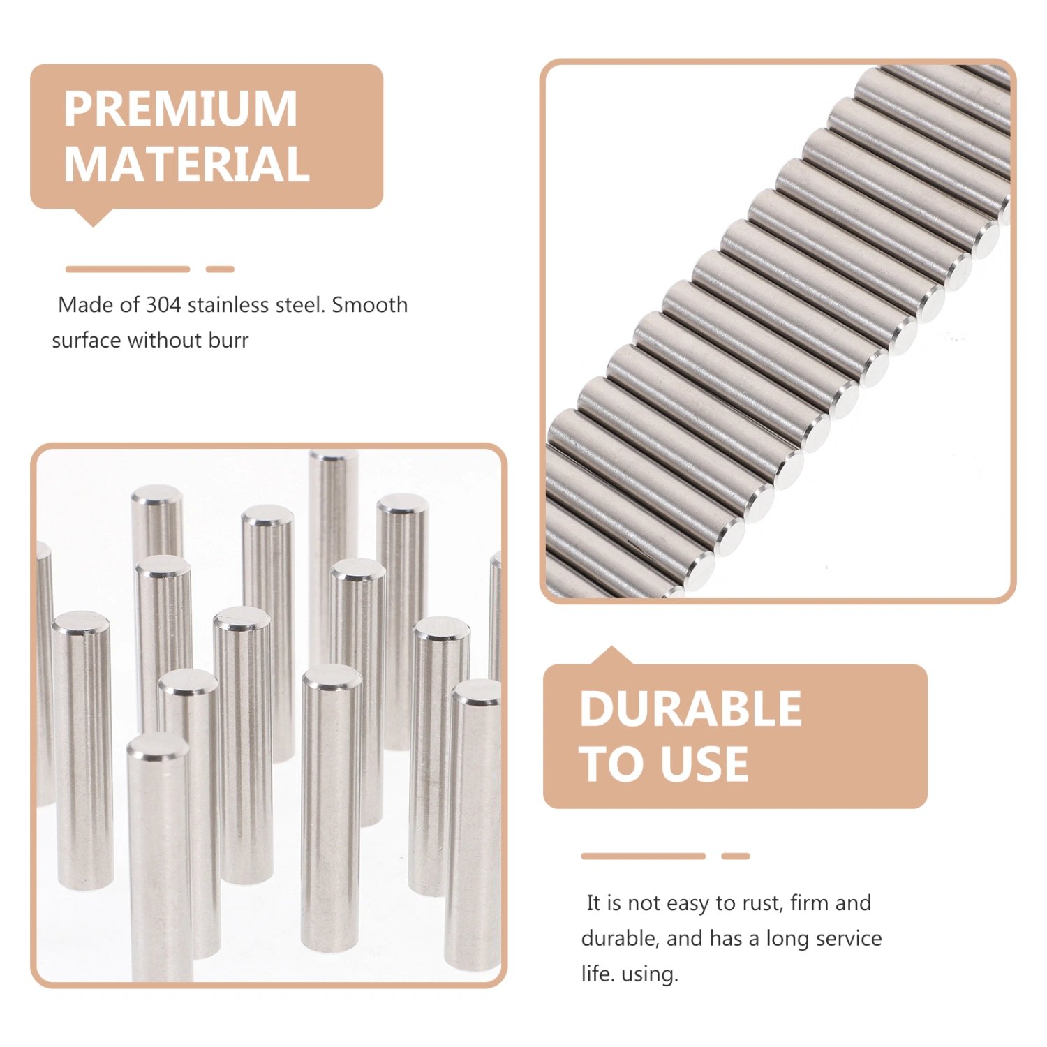 20pcs Cylindrical Dowel Pin  304 Stainless Steel Shelf Brackets Pegs Dowel Rods