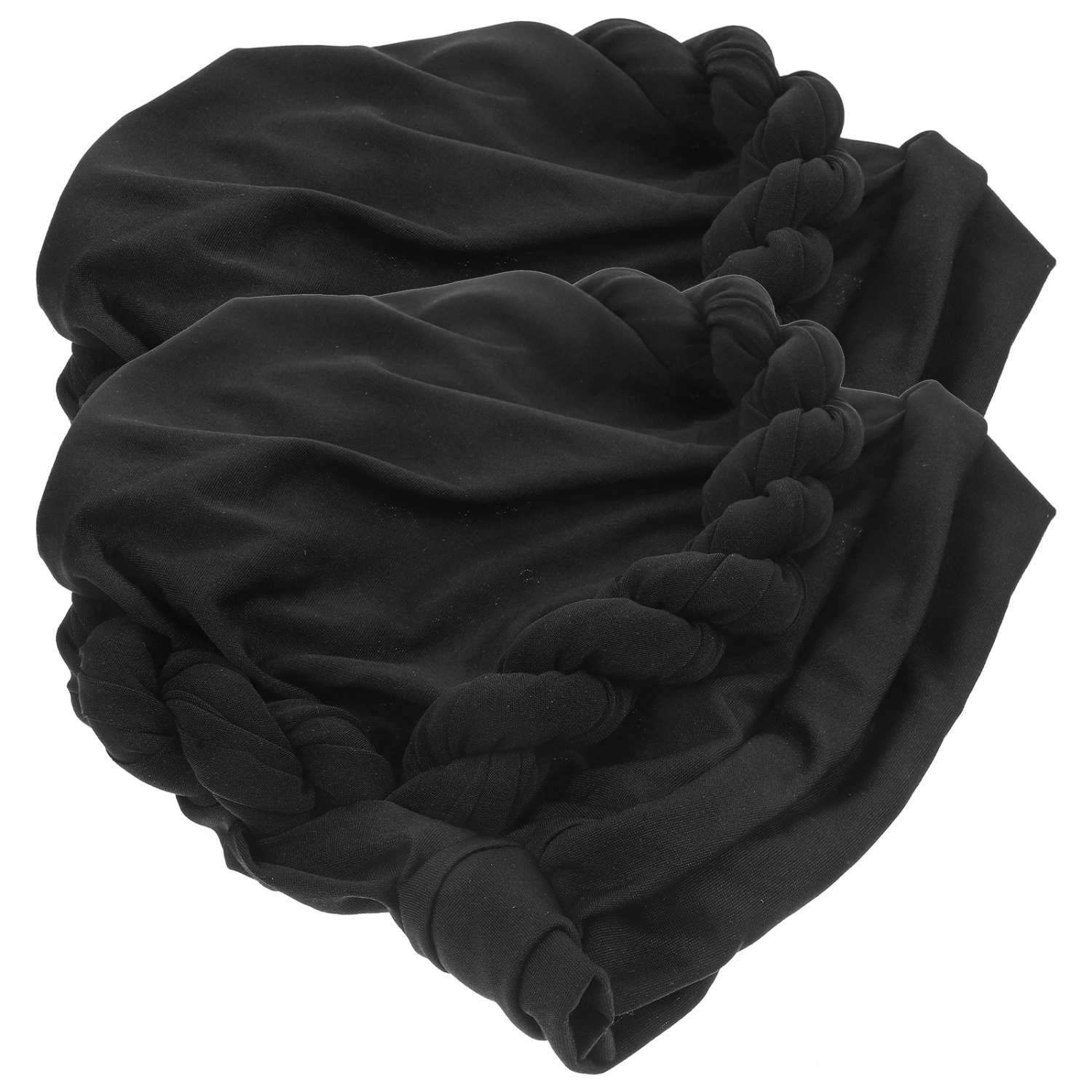 2pcs Comfortable Turban Braid Design Bath Hat Women Sleeping Hat Lightweight Turban Headwear