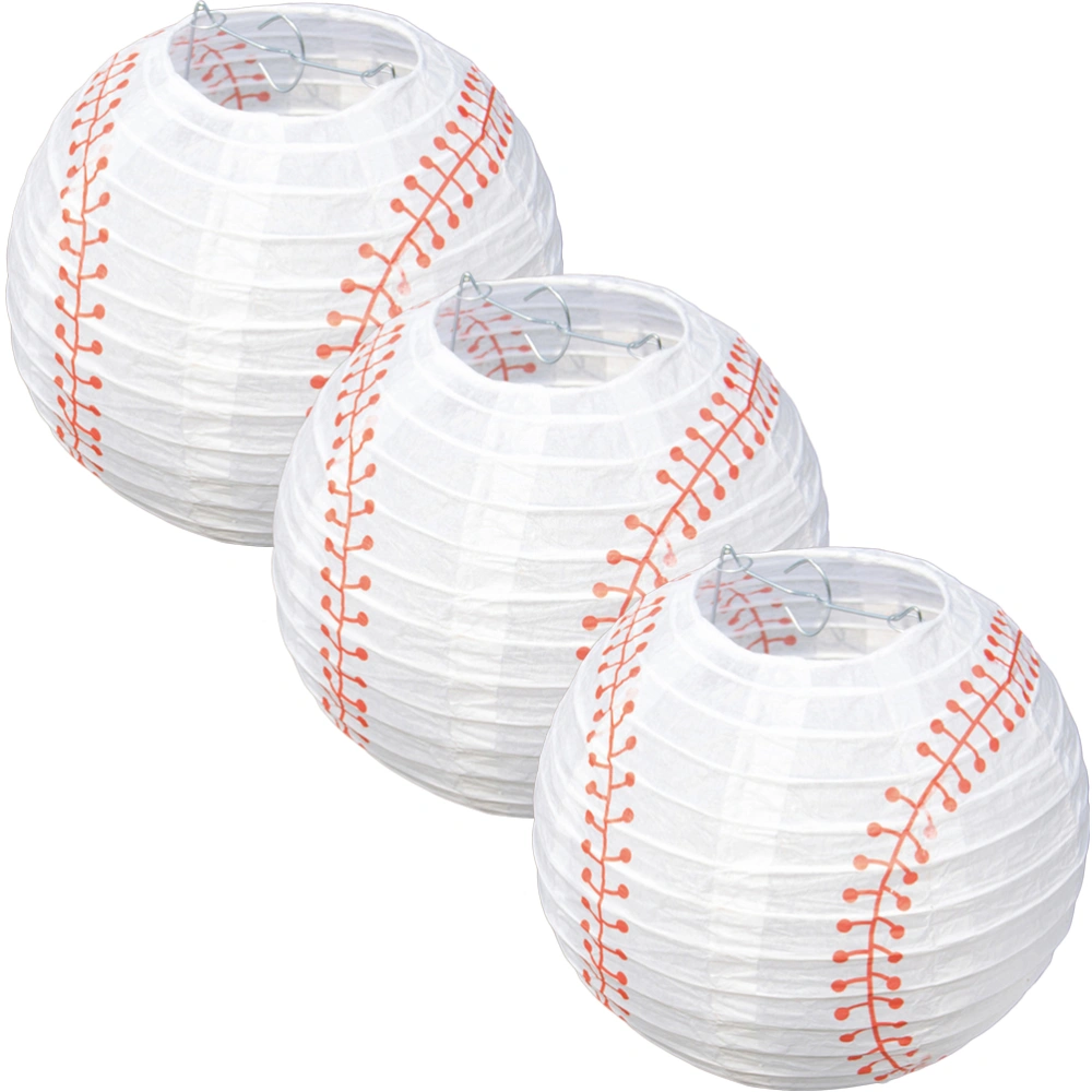 3pcs Baseball Paper Lantern Handcraft Baseball Lantern Creative Paper Lantern Party Decor