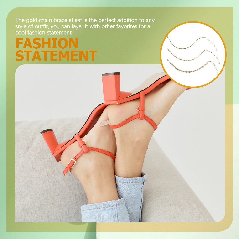 3Pcs Ankle Chains Dainty Layered Ankle Chain Retro Elegant Ankle Bracelet