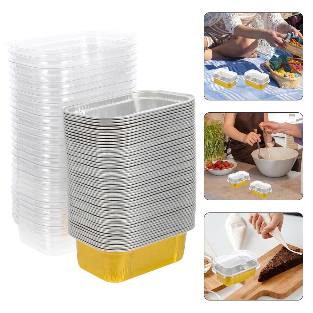 50Pcs Aluminum Foils Food Containers Compact Food Boxes Transparent Cake Containers