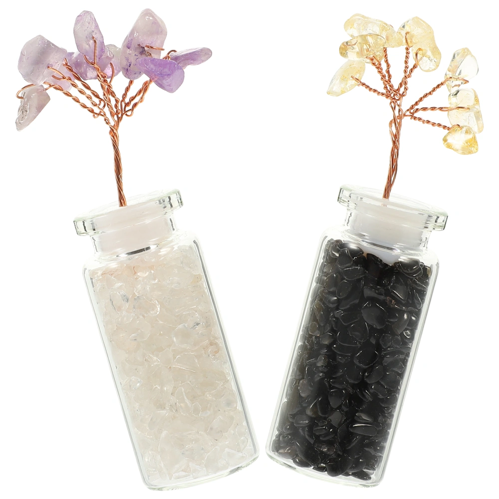 2pcs Crystal Fortune Tree Ornament Home Crystal Tree Decoration Office Crystal Craft