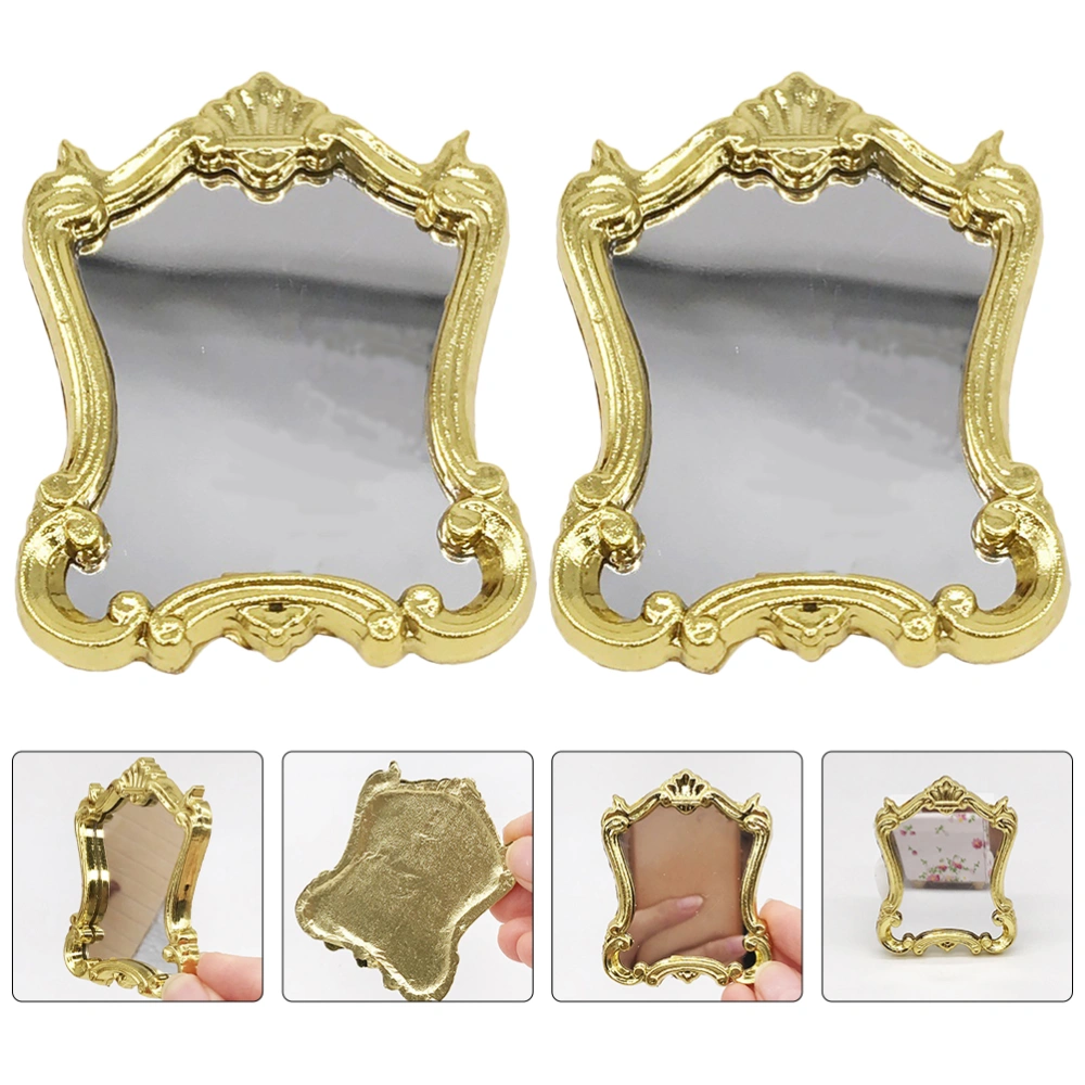 2pcs Dollhouse Miniature Mirrors Dollhouse Mini Mirrors Toys Dollhouse Decoration