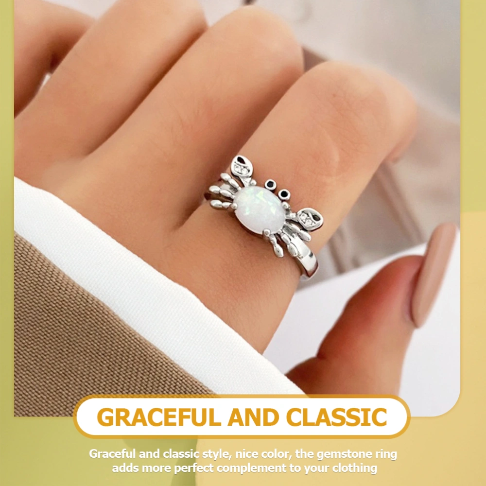 Gemstone Crab Ring Engagement Jewelry Aesthetic finger Ring Birthday Gift for Women