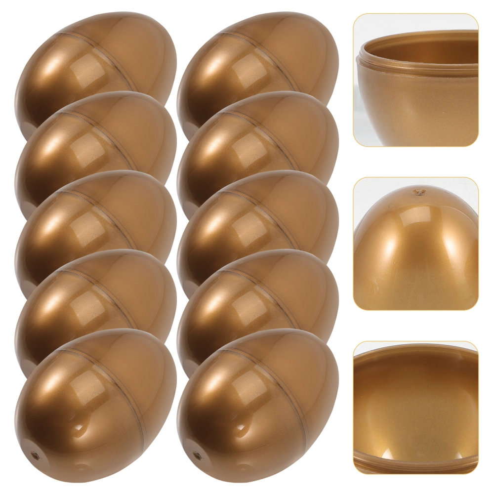 10pcs Golden Plastic Easter Eggs Fillable Easter Eggs Easter Egg Shape Candy Boxes