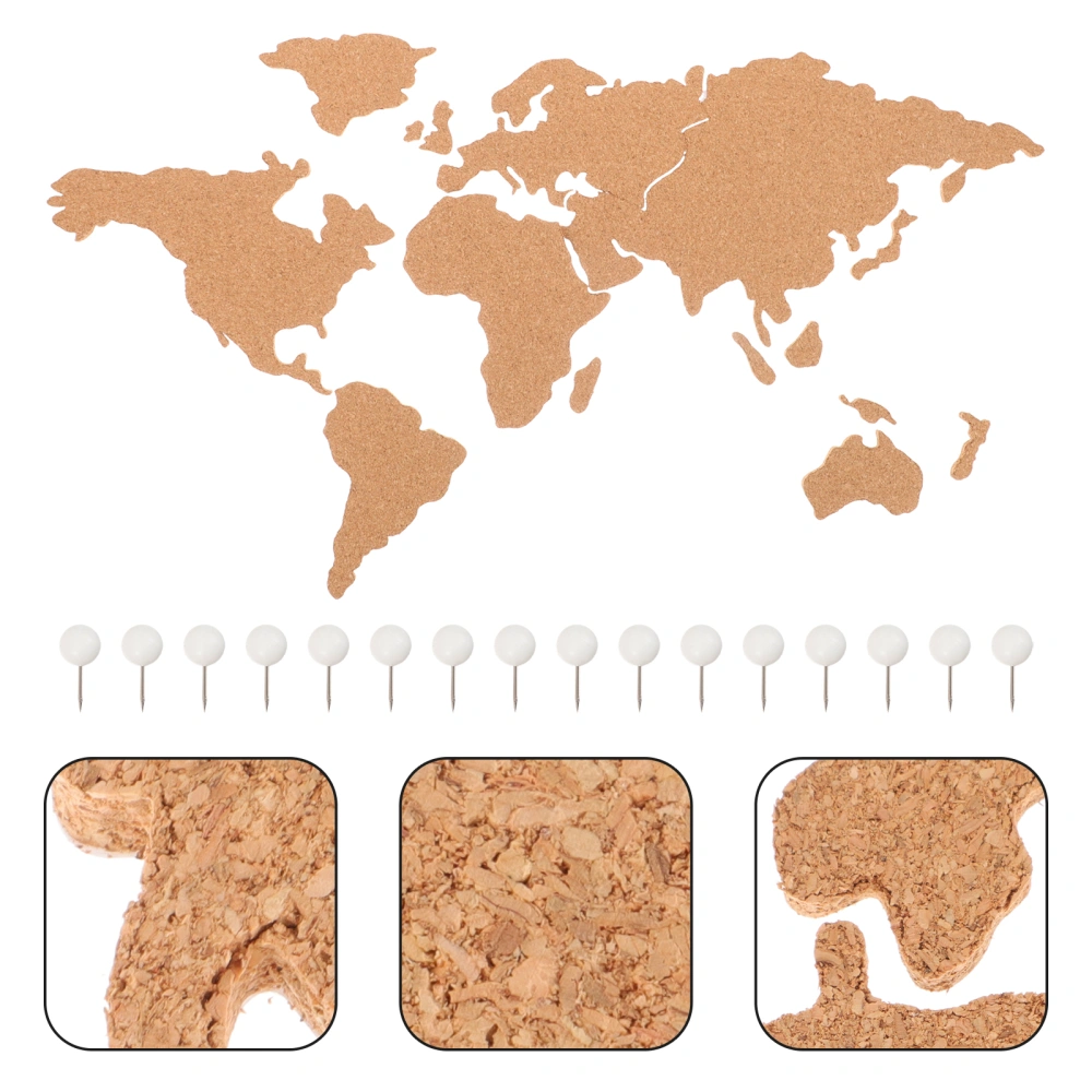 1 Set Cork Board World Map Self-Adhesive Cork Board Map Wall Art Decoration