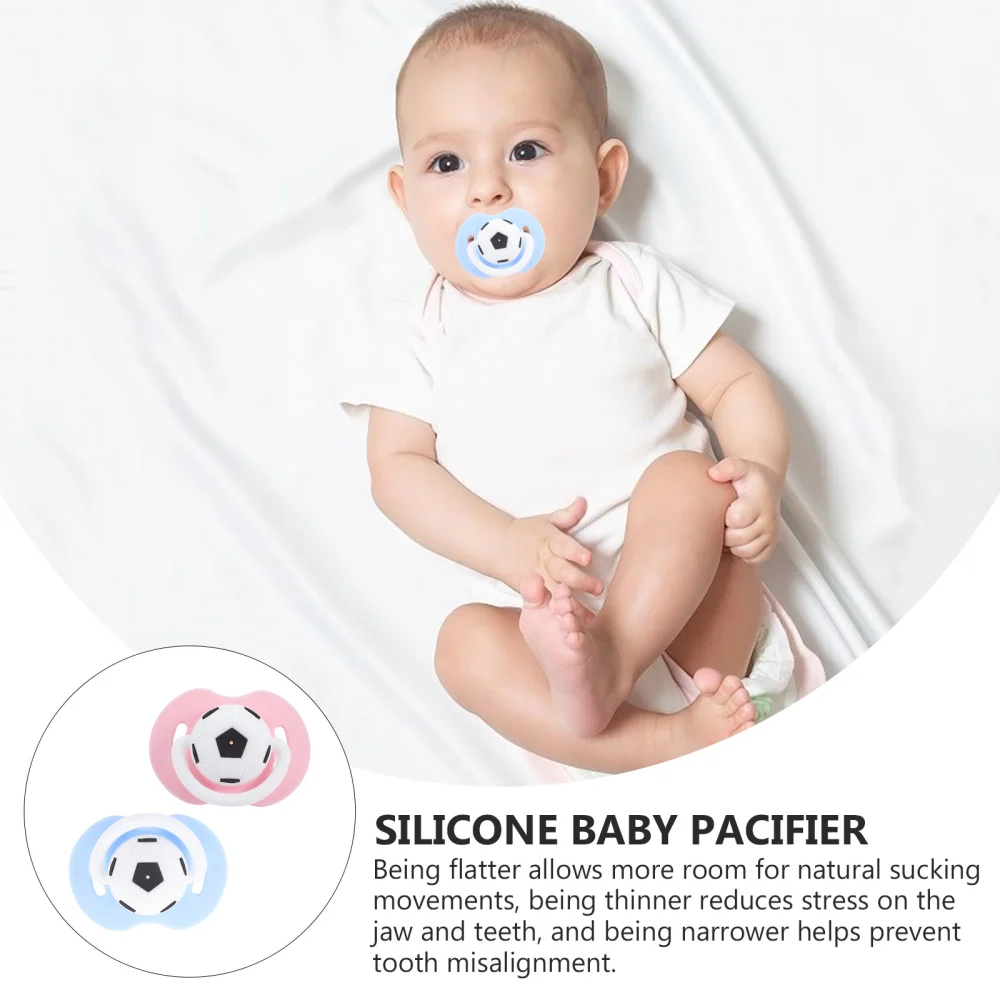 2pcs Baby Pacifiers Newborn Silicone Pacifiers Funny Football Teeth Soothing Pacifiers