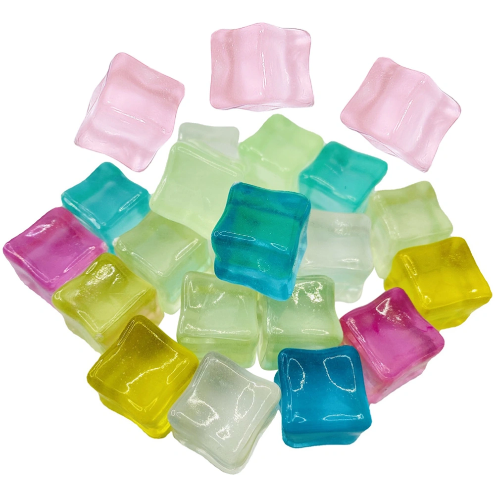 20pcs Fake Ice Cubes Luminous Ice Cubes Artificial Ice Cube Props for Party Cosplay