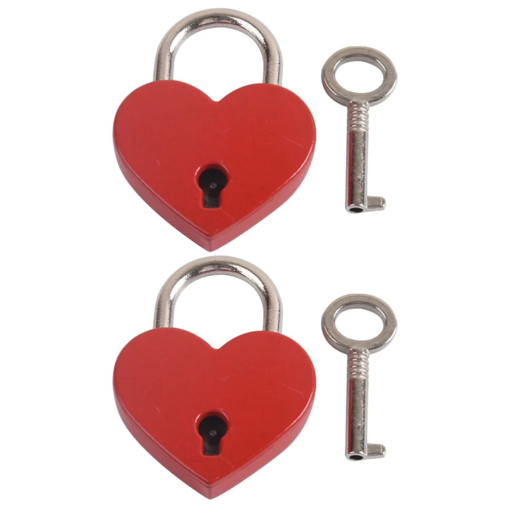 2 Sets Mini Heart Shaped Locks Love Locks Small keyed Padlocks Love Lock for Bridge