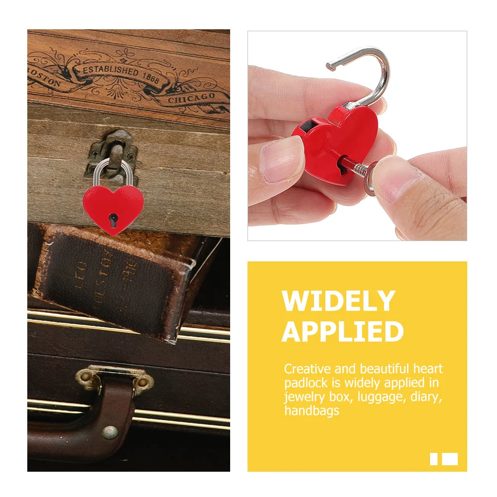 2 Sets Mini Heart Shaped Locks Love Locks Small keyed Padlocks Love Lock for Bridge