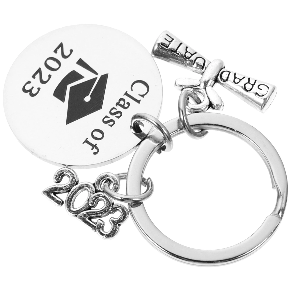 Creative 2023 Keychain Graduation Season Key Ring Stainless Steel Key Hanging Pendant