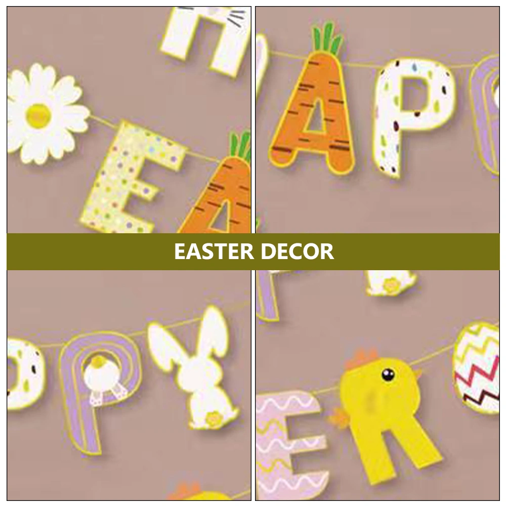 2 Sets Happy Easter Banner Garland Decoration Easter Banner Easter Bunting Decoration