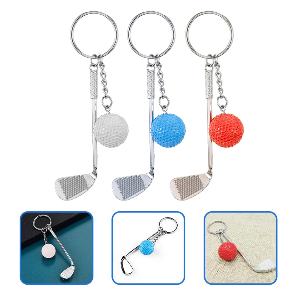 3pcs Golf Keychain Golf Ball Golf Pole Keychain Creative Keychains Sports Party Favors