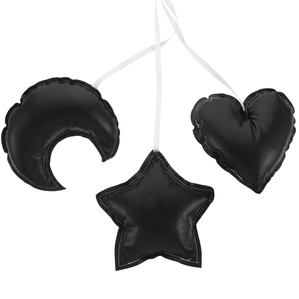 3pcs Heart Star Moon Pu Leather Hanging Ornament Wall Hanging Ornaments Kids Room Decor