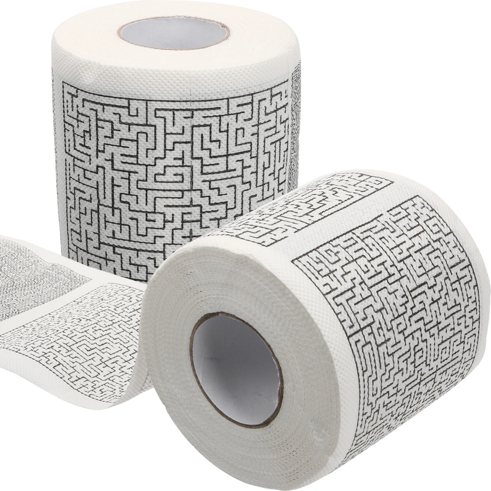 2 Rolls Funny Maze Pattern Toilet Paper Roll Paper Tissue Paper Bathroom Toilet Paper Roll