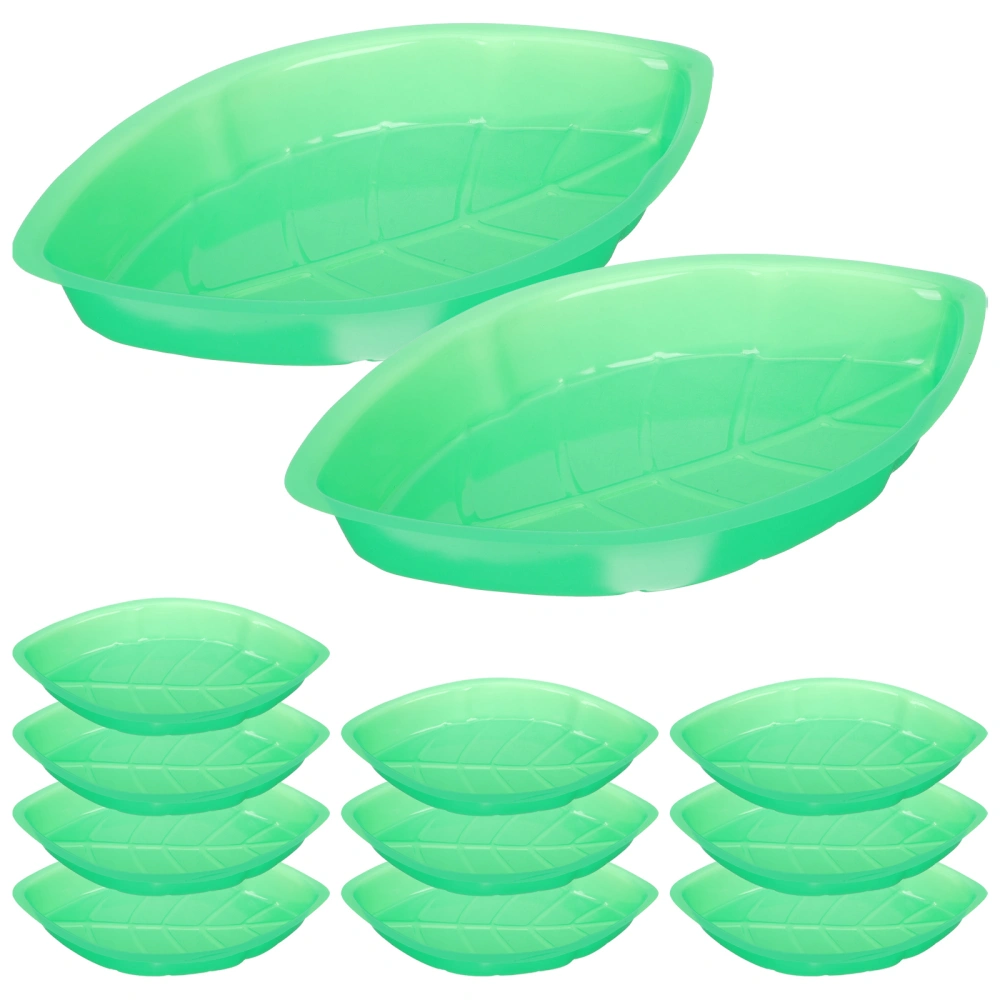 12pcs Leaf-shape Fruit Tray Snacks Serving Plate Desktop Snacks Container Food Dessert Plate