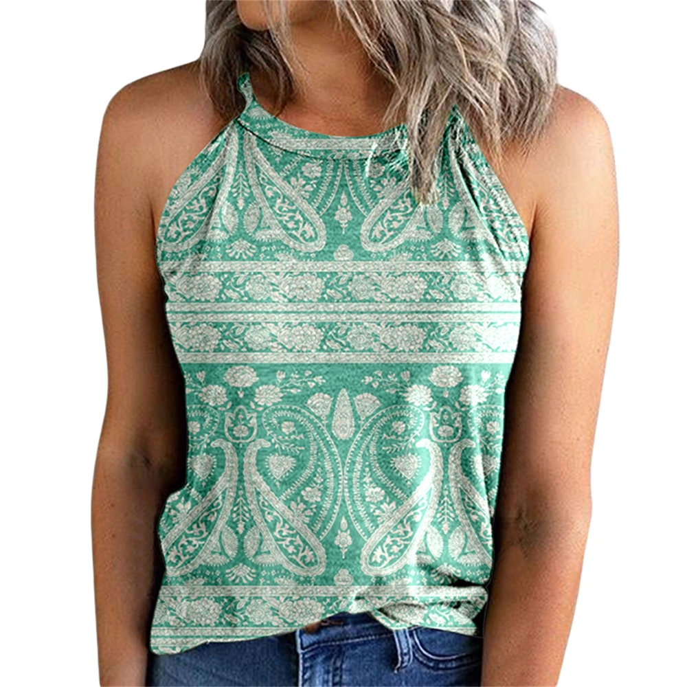 Women's Summer Halter Tank Tops, Bohemian Print Sleeveless Slim Fit Shirt Camisole