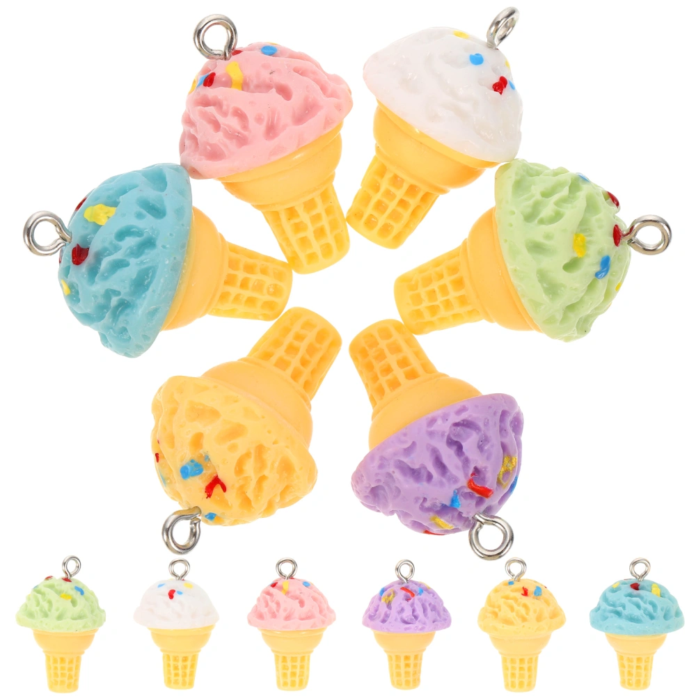 12pcs Cute Resin Ice Cream Charm DIY Charm Pendants for Jewelry Necklace Keychain Making Crafts