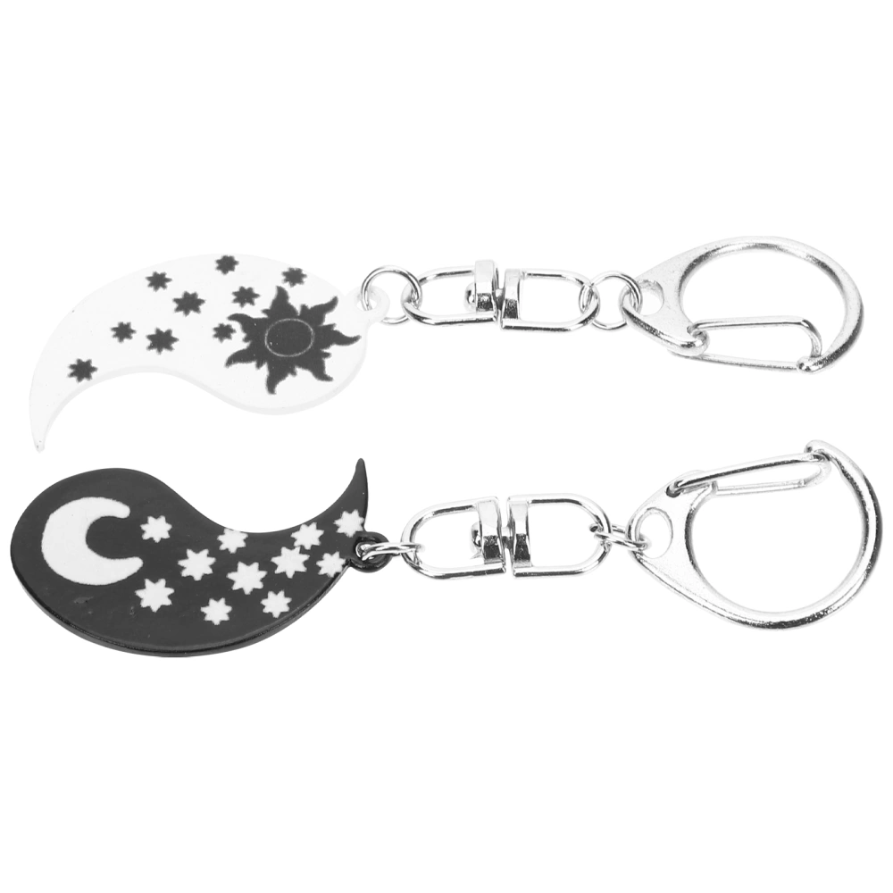 2pcs Matching Keychains Decorative Keyrings Backpack Hanging Key Rings Yin Yang Key Chains