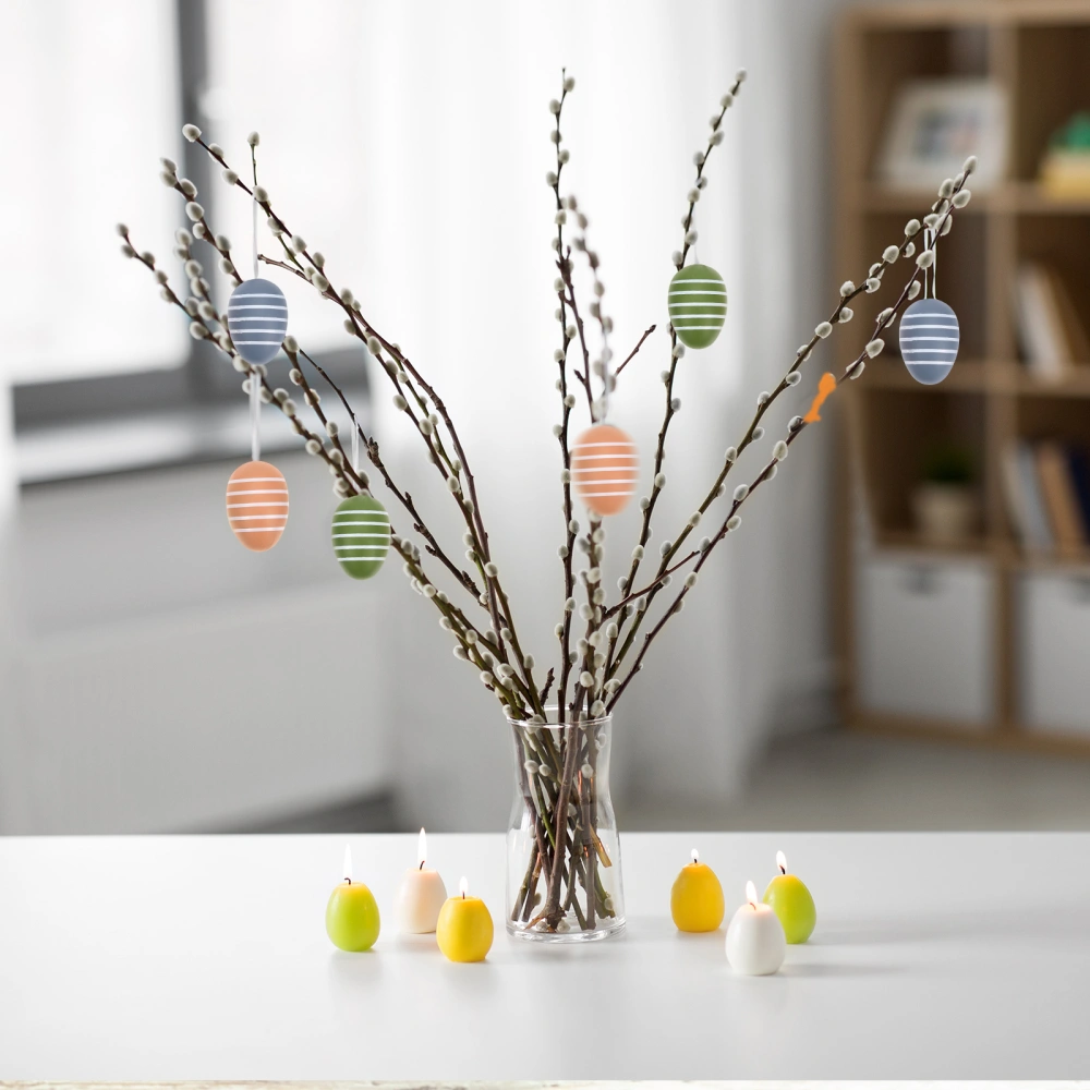 6pcs Easter Decorations Hanging Easter Egg Ornaments Plastic Hanging Eggs Easter Party Supplies