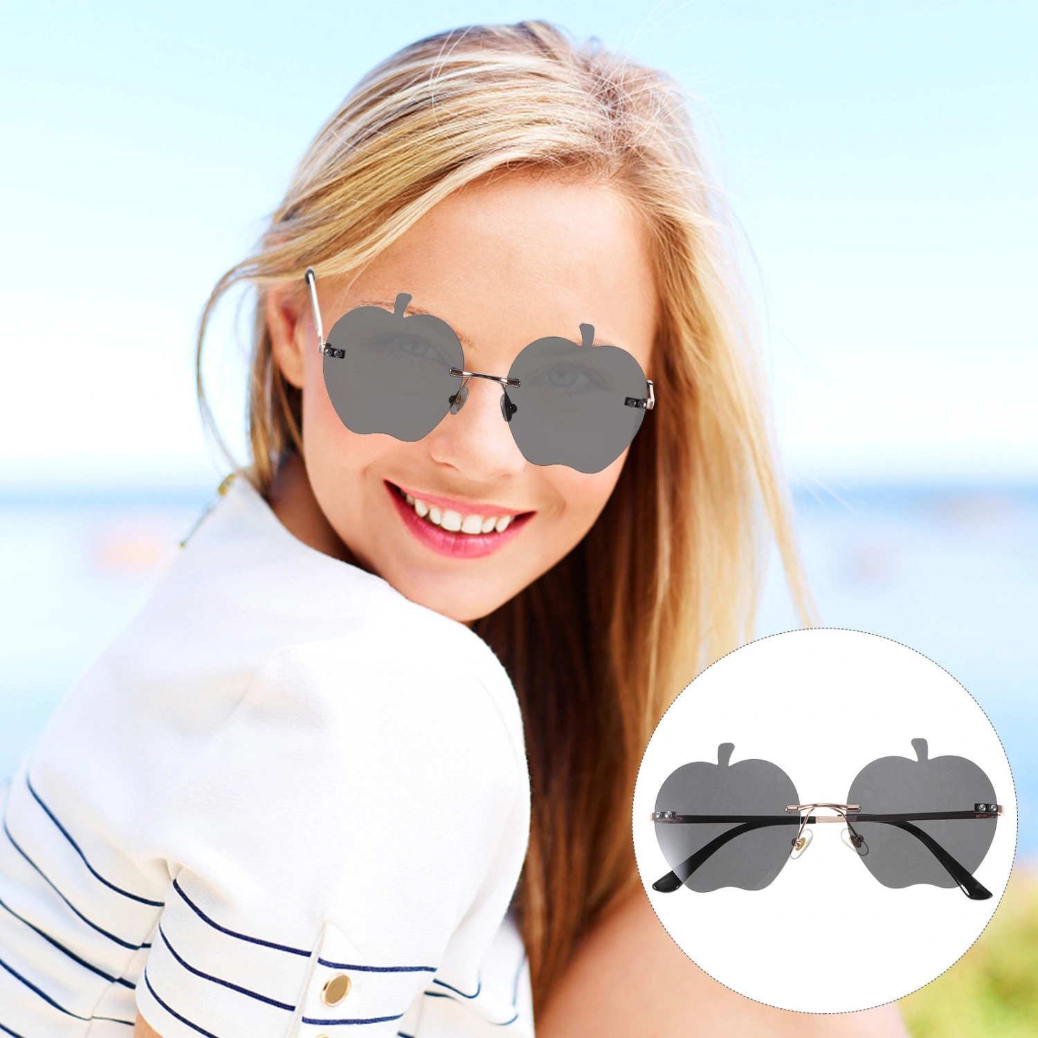 1 Pair Rimless Sunglasses Beach Party Sunglasses Personalized Trendy Sunglasses