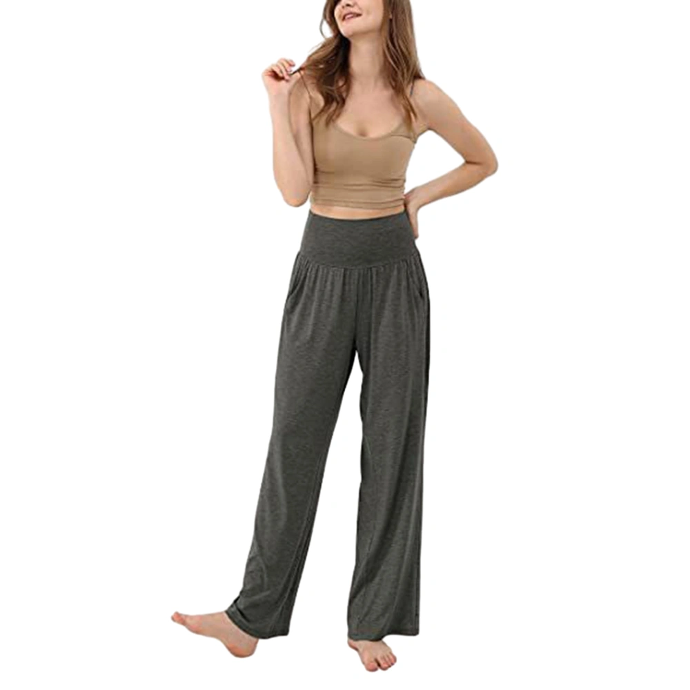 Women's Spring Summer Casual Wide Leg Pants Solid Color High Waist Loose Trousers