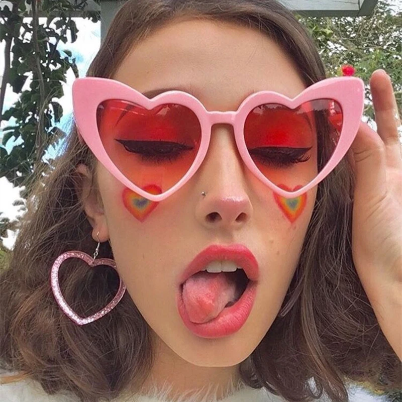 Heart Shaped Sunglasses for Women Vintage Cat Eye Mod Style Sunglasses Love Heart Glasses Bachelorette Party Favors