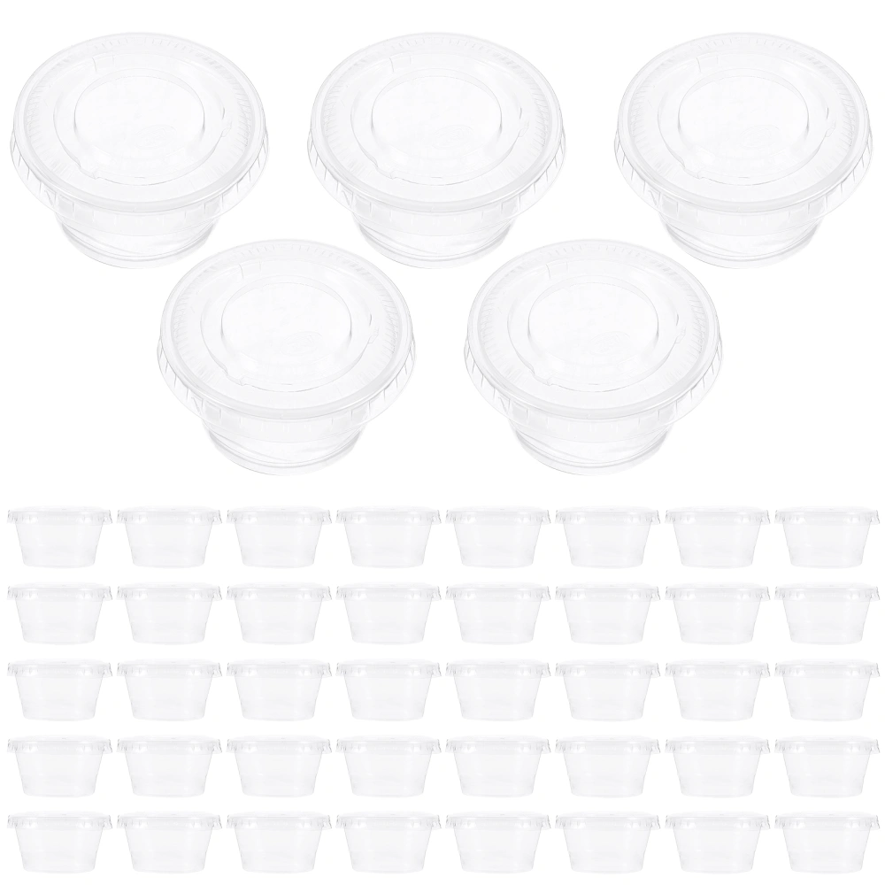 100Pcs Disposable Sauce Cup with Lid Ketchup Condiments Sauces Dressings Container