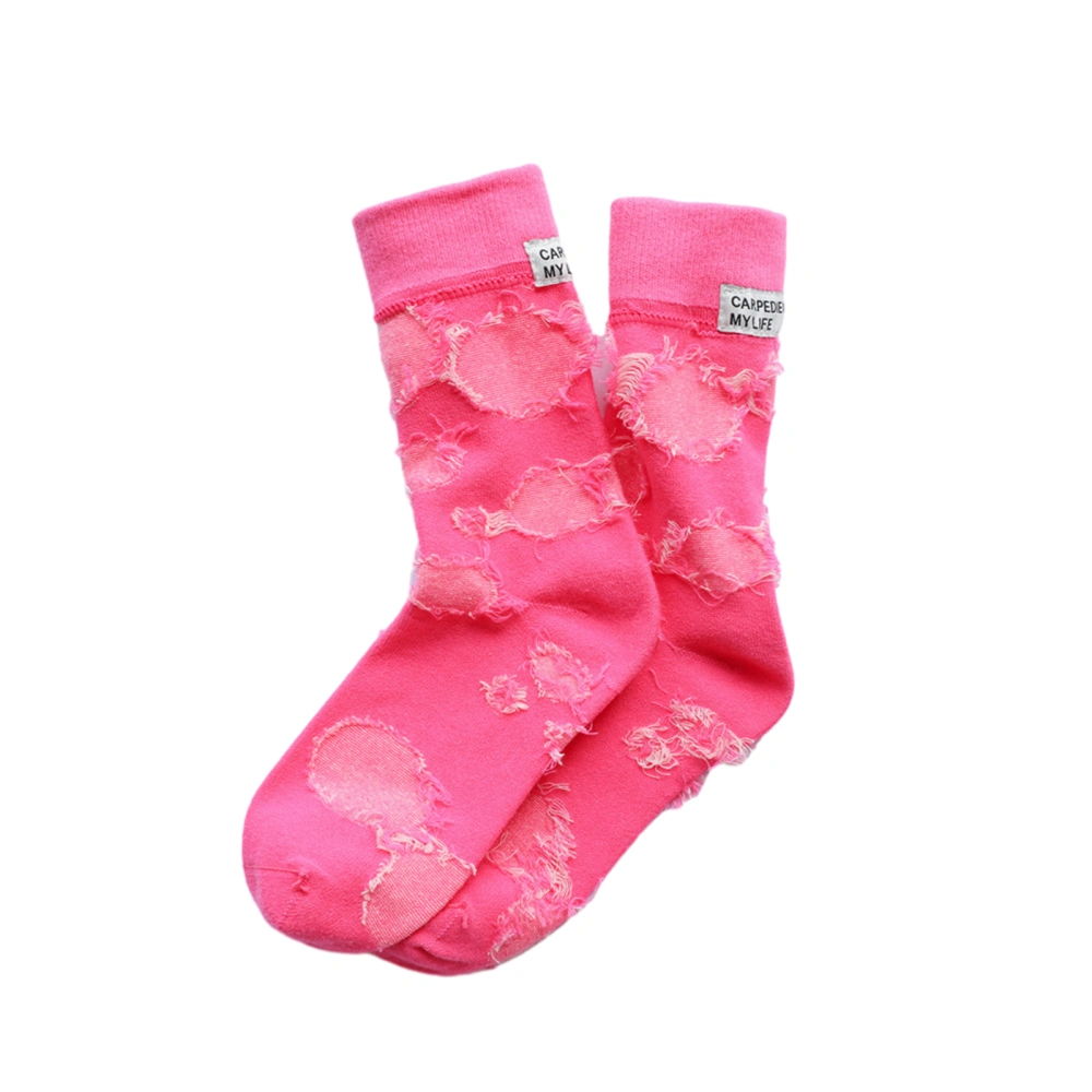 Women’s Cute Ankle Socks Grunge Dots Patchwork Crew Socks Soft Breathable Cotton Socks