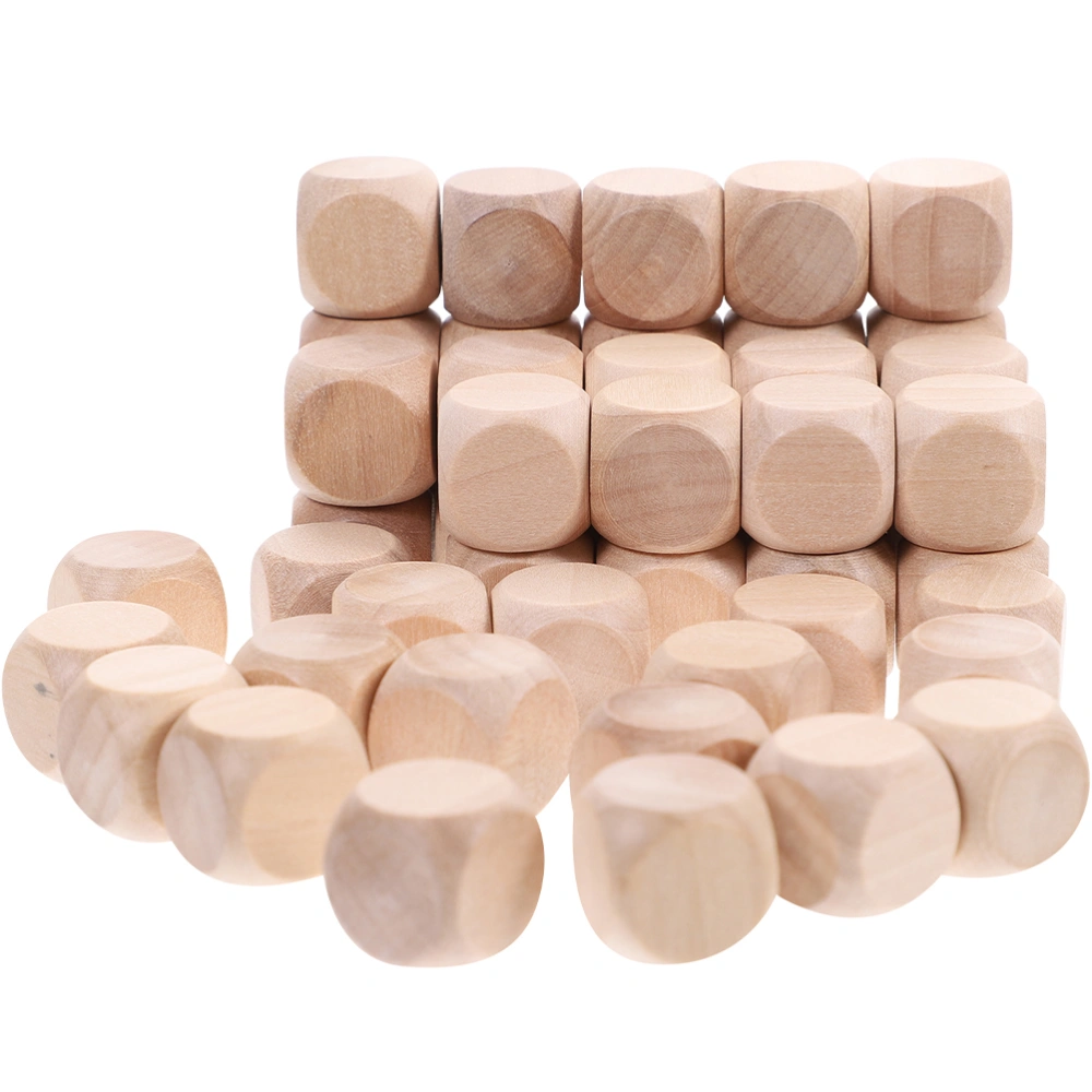 100Pcs Wooden Dices Blank Unfinished Square Blocks 6 Sided Wood Cubes Toys