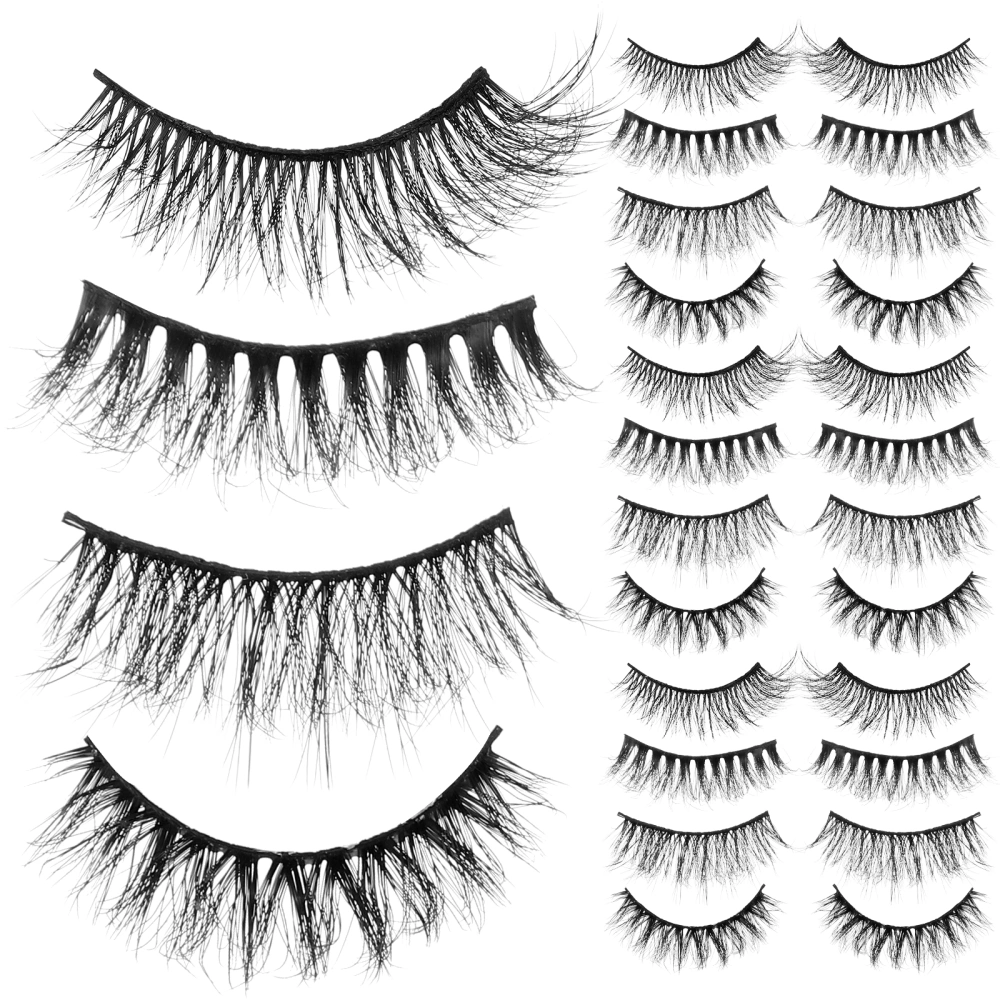 20 Pairs Fake Eyelash Artificial Lashes Makeup Fake Lashes Lash Strip Makeup Eyelashes