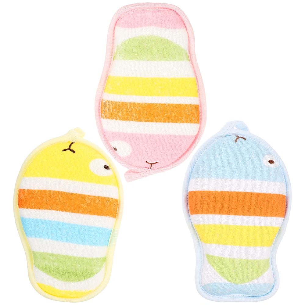 3Pcs Baby Scrubbers Baby Showering Scrubbers Baby Shower Tools Cartoon Baby Bath Towels