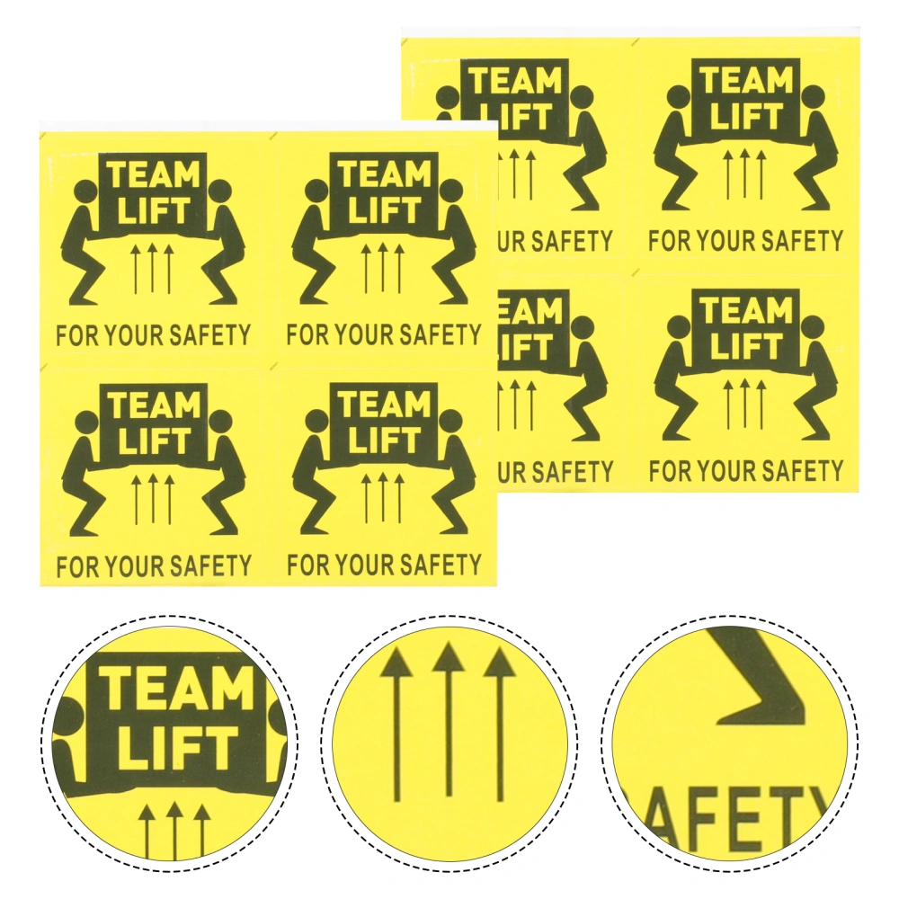 100pcs Team Lift Required Labels Warning Stickers Heavy Object Adhesive Stickers