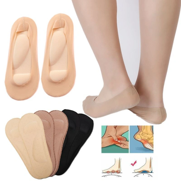 1 Pair Arch Support Foot Massage 3D Embossed Foot Cushion Socks for Women