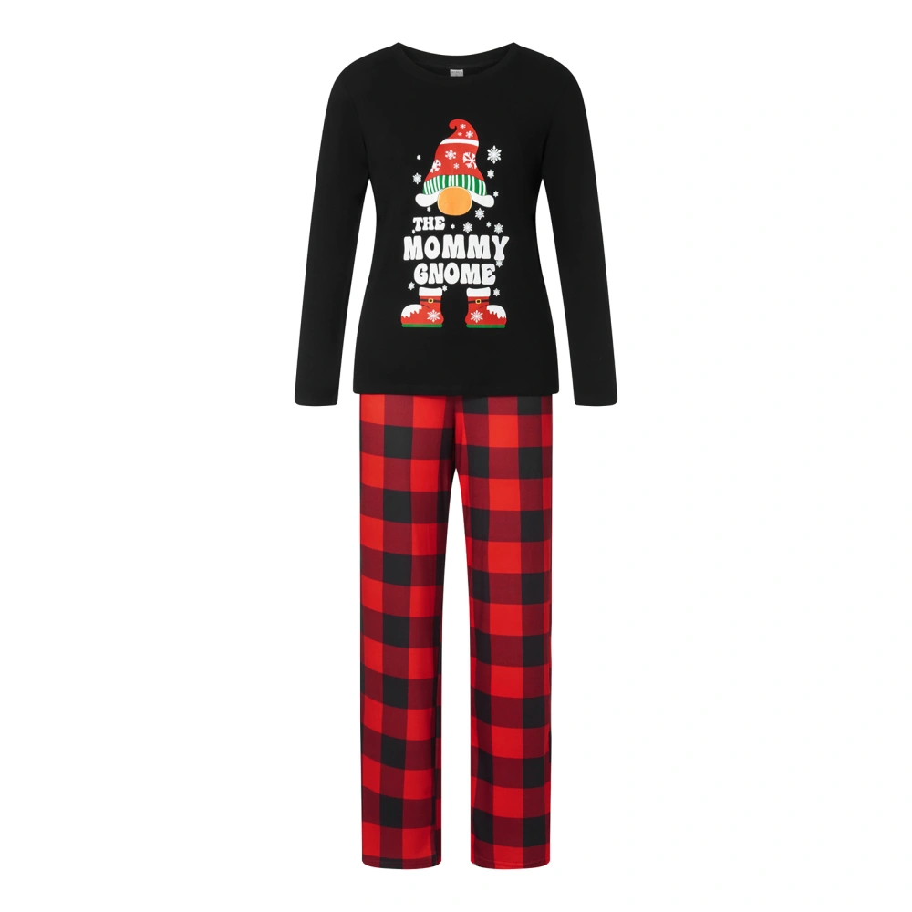 Christmas Pajamas for Family, Long Sleeve Hat Print Tops + Plaid Pants Set Sleepwear Loungewear