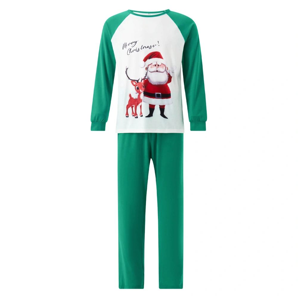 Christmas Pajamas for Family, Santa Deer Print Raglan Tops + Pants Set